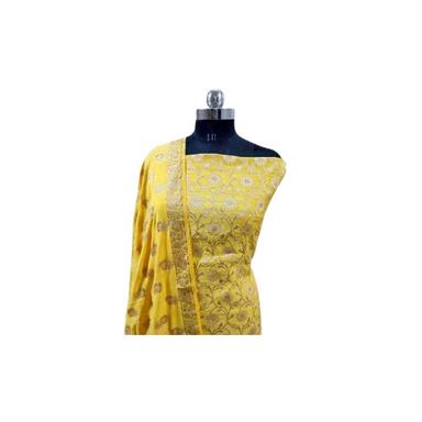 Ladies Mustard Yellow Banarasi Mulberry Salwar Suit with Dupatta