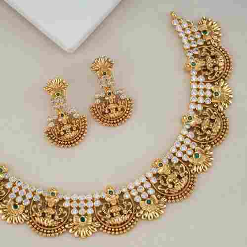 Alyesha Gold Tone Choker Stones Necklace Set