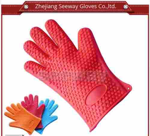 Seeway Red Silicone Coated Heat Resistant Bbq Gloves