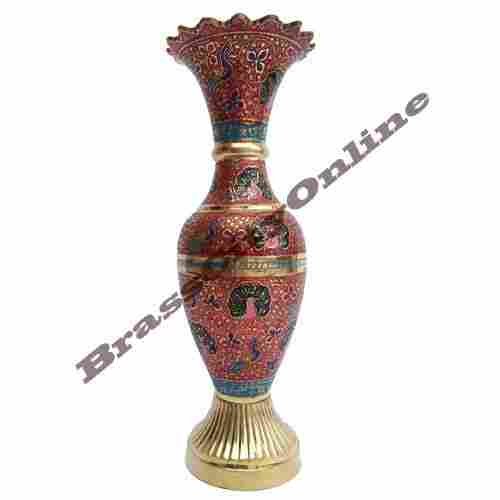 Handcrafted Brass Flower Vase with Beautiful Carvings