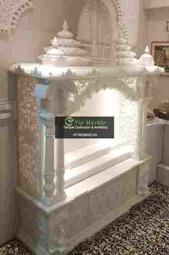 Carved White Marble Temple for Worshiping Hindu God and Goddesses