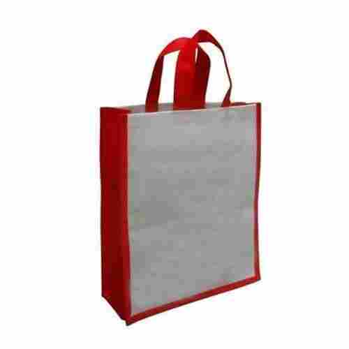Off White And Red Loop Handled Plain Non-Woven Shopping Bags