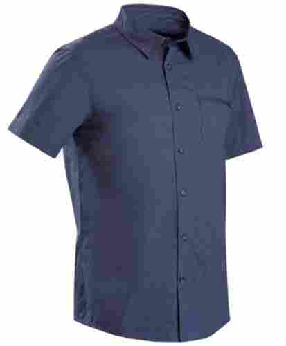 Short Sleeves And Casual Wear Plain Cotton Polyester Shirt For Mens