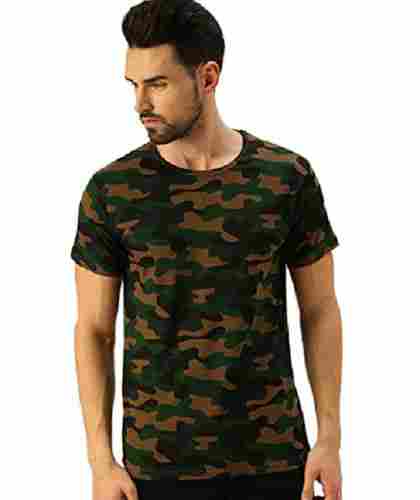 Comfortable Round Neck Short Sleeves Soft Cotton Army Printed T Shirt For Men