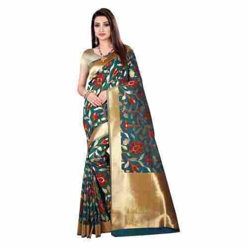 Light Weight And Comfortable Party Wear Floral Printed Jacquard Saree