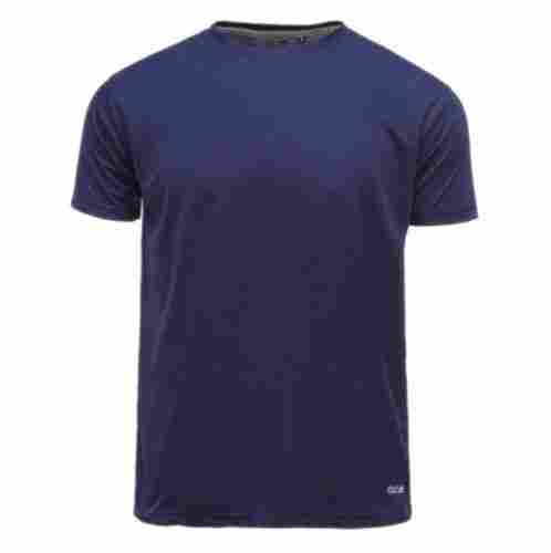 Full Sleeves Washable And Comfortable Mens Plain Blue Polyester T Shirt