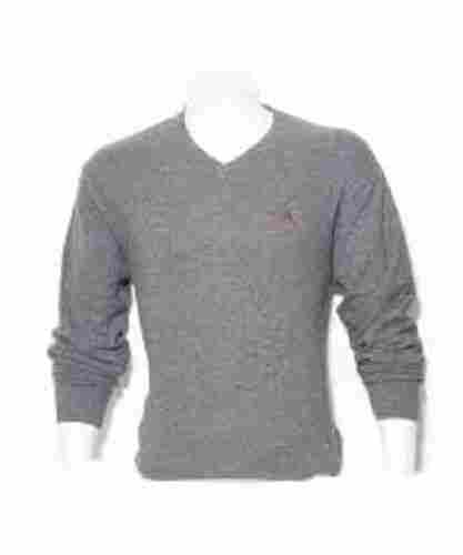 Men Skin Friendly Grey Woolen V Neck Winter Sweater