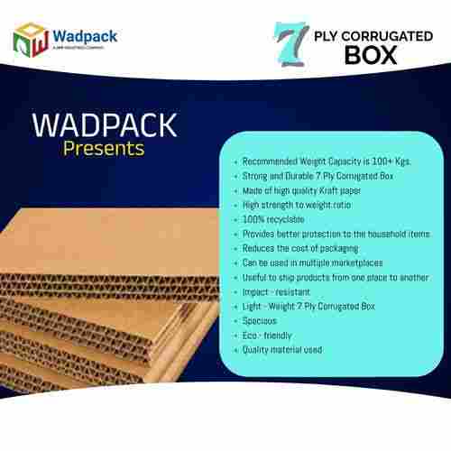 Impact Resistant 100% Recyclable 7 Ply Kraft Paper Corrugated Box
