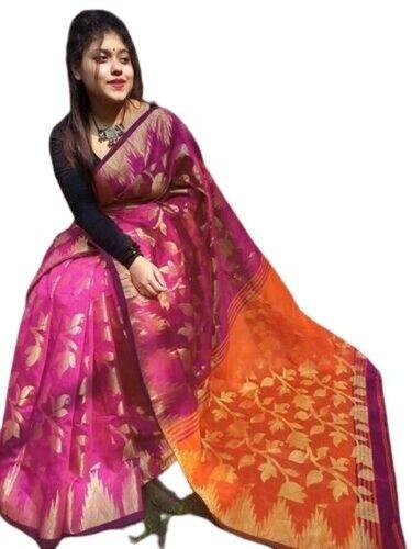 Multicolour Handloom Jamdani Saree For Party Wear