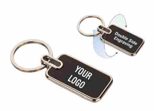 Rectangle Metal Keychain In Black Finish (Double Side Laser)