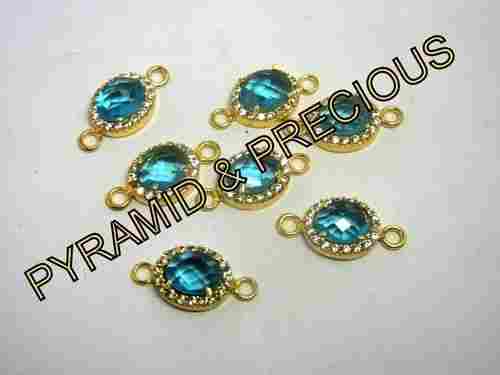 Exclusive Sky Blue Topaz Connector With Cz