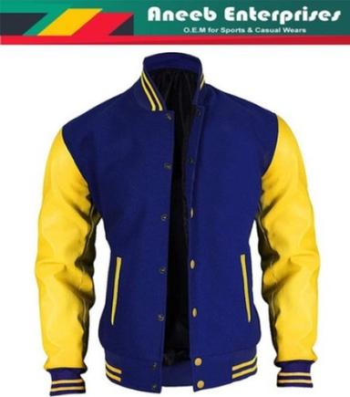 Full Sleeve Jacket Neck Collar Casual Varsity Jacket For Men With Double Pockets Age Group: Any