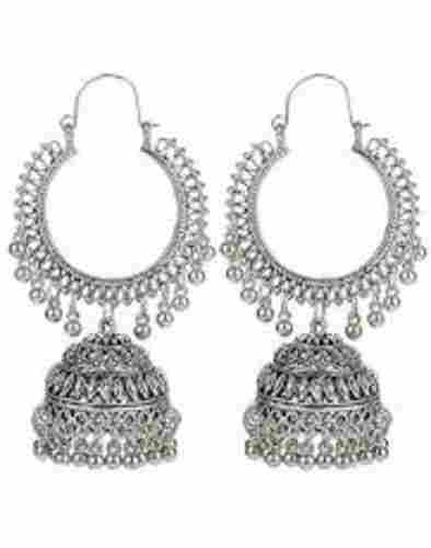 Stylish And Trendy Round Sterling Silver Chandelier Earings, 200 Gram Weight