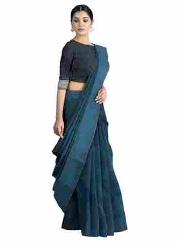 Light Weight And Comfortable Formal Wear Plain Cotton Saree With Blouse