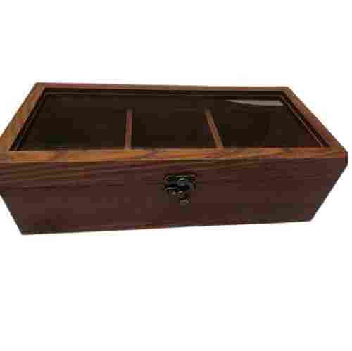 Handmade Brown 3 Cavity Wooden Dryfruits Storage/Packaging Box