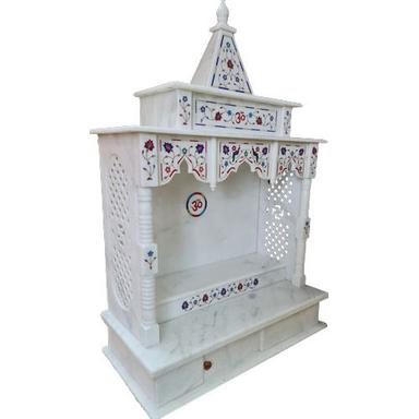 White Marble Inlay Temple For Home