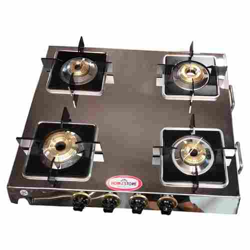 HOMESTONE STYLISH 4 BURNER STAINLESS STEEL STOVE WITH SQUARE PAN SUPPORT (MONARCH)