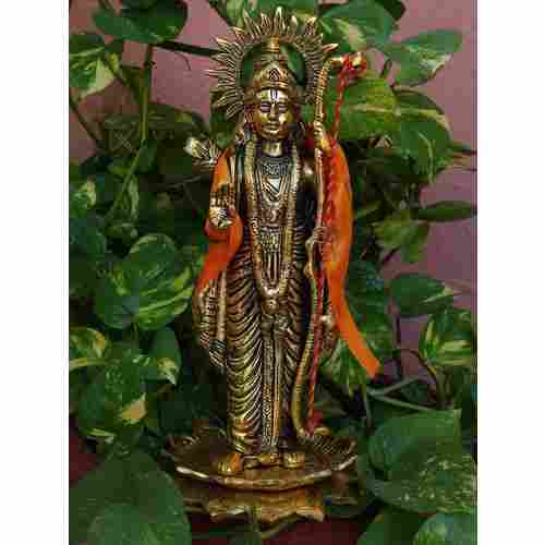 God Ram Metal Statue On Lotus (Golden Color)