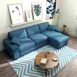 L Shape 4 Seater Fabric Sofa Set 2 2 Bluepre Assembled