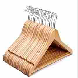 Locomoto Wooden Natural Brown Hangers For Cloth And Garments Store And Home Uses Pack Of 24